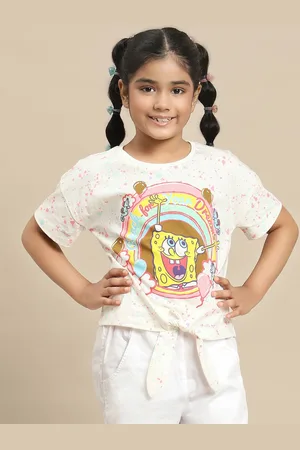 Kidsville Girls Spongebob Squarepants Graphic Printed Pure Cotton Tshirt