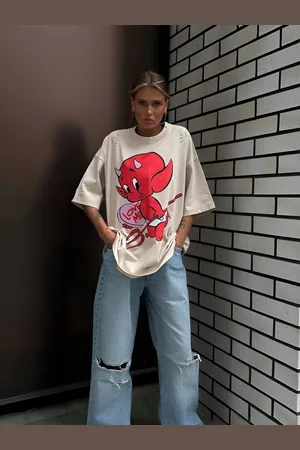 LULU & SKY Women Graphic Printed Round Neck Cotton Relaxed Fit T-shirt