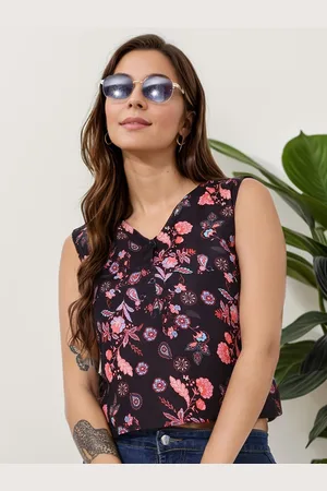 DressBerry Women Floral Printed V-Neck Sleeveless Top