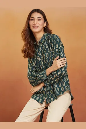 Fabindia Women Spread Collar Conversational Printed Cotton Casual Shirt