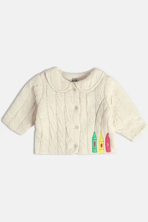 MINI KLUB Girls Spread Collar Solid Cotton Casual Tailored Jacket