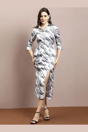 ATHENA Abstract Printed Shirt With Skirt