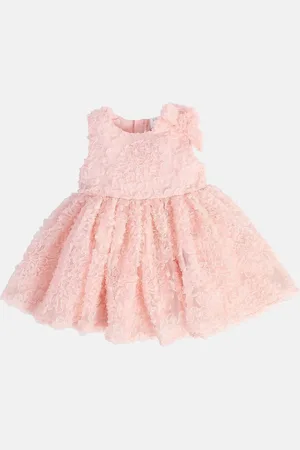 MINI KLUB Girls Round Neck Knee Length Woven Fit & Flare Dress