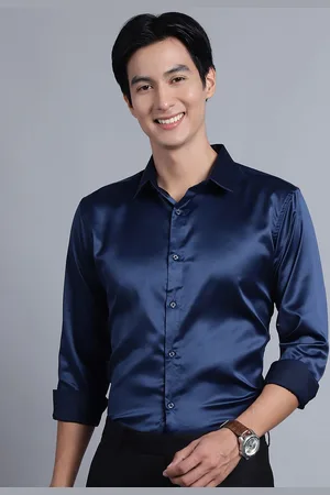 Majestic Men Club Spread Collar Solid Slim Fit Formal Shirt