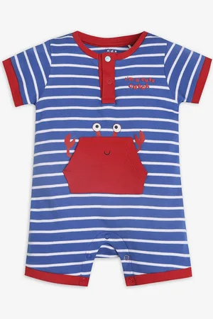 Ed-a-Mamma Infant Boys Striped Cotton Rompers