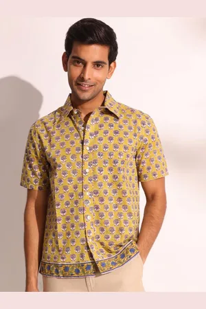 Fabindia Men Spread Collar Floral Printed Cotton Casual Shirt