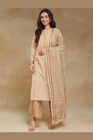 Fabindia Ethnic Motifs Printed Cotton Chikankari Straight Kurta