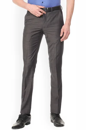V Dot Men Grey Skinny Fit Self Design Formal Trousers