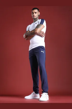 PUMA Men Navy Blue Solid Regular Fit Training Pants