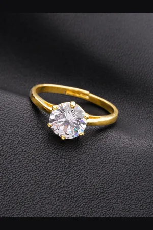 Priyaasi Gold Plated American Diamond Studded Adjustable Finger Ring