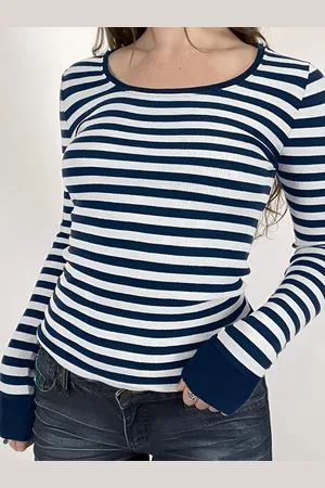 LULU & SKY Women Striped Round Neck T-shirt