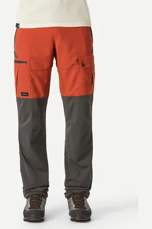 DECATHLON Men Orange & Black Stretchable Water Resistant Trekking Pants
