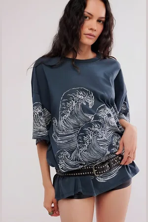 LULU & SKY Women Graphic Printed Round Neck Cotton Oversized T-shirt