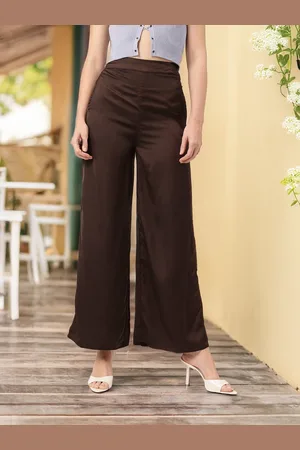 DressBerry Women Nutshell K-Chic Savvy Flared High-Rise Satin Finish Parallel Trousers