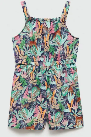 MANGO Girls Pure Cotton Floral Printed Playsuit