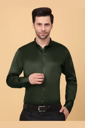 KLOTTHE Men Spread Collar Satin Formal Shirt