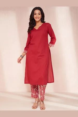 Fabindia Self Design Pure Cotton Straight With Pyjama