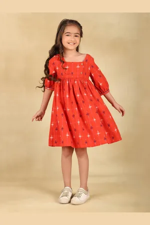 Fabindia Floral Puff Sleeve Fit & Flare Dress