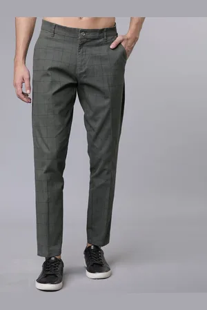 Highlander Men Checked Cotton Slim Fit Mid-Rise Chinos Trousers
