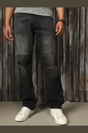 High Star Men straight Tapered Fit Biker Detail Light Fade Jeans