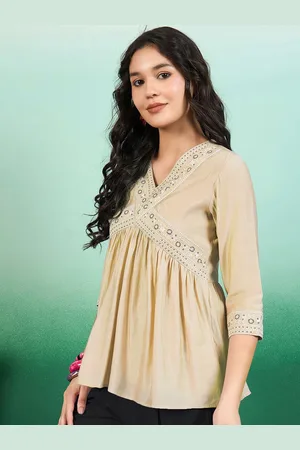 Sangria Embroidered Flared Top