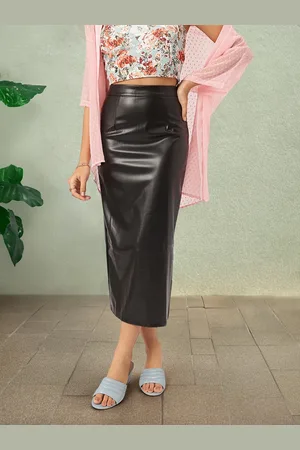 DressBerry Gritty Glam Faux Leather Midi Straight Skirt