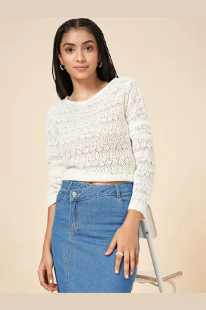 Pantaloons Girls Open Knit Poncho Sweater