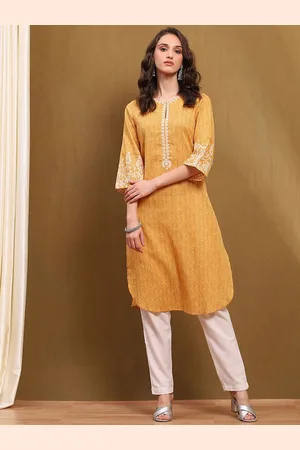 Biba Floral Printed Cotton Straight Kurta