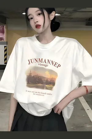 LULU & SKY Women Typography Printed Round Neck Oversized T-shirt