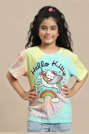 Kidsville Girls Hello Kitty Graphic Printed Round Neck Cotton Relaxed Fit T-shirt