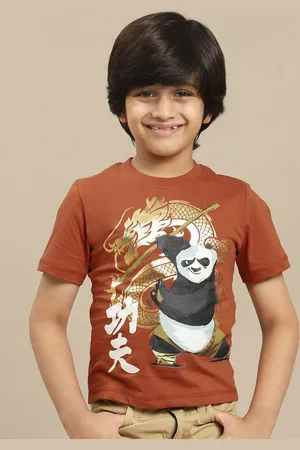 Kidsville Boys Kung Fu Panda Graphic Printed Pure Cotton Tshirt