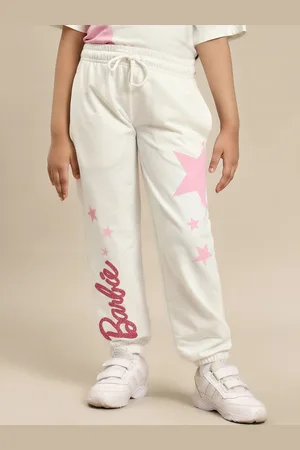 Kidsville Girls Barbie Typography Printed Mid-Rise Cotton Joggers Track Pants