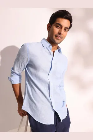 Fabindia Men Spread Collar Solid Linen Relaxed Fit Party Shirt
