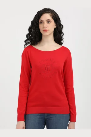 Tommy Hilfiger Women Boat Neck Typography Cardigan