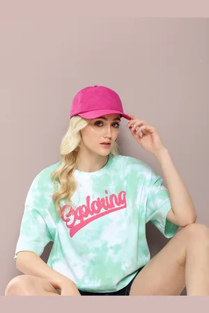 Kook N Keech Tie and Dye & Typography Drop-Shoulder Sleeves Pure Cotton Boxy T-shirt