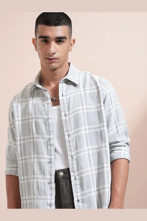 Highlander Men Dobby Textured Checked Oversized Overshirt