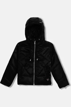 Blue Giraffe Girls Hooded Solid Casual Open Front Jacket