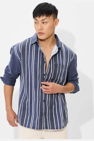 The Souled Store Men Spread Collar Vertical Striped Cotton Relaxed Fit Casual Shirt