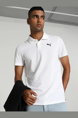 PUMA Men Brand Logo Printed Slim Fit Polo Collar Cotton T-shirt