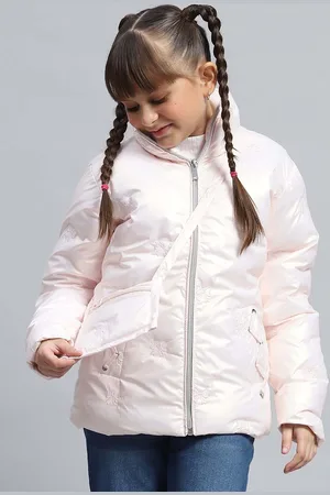 Monte Carlo Girls Mock Collar Conversational Printed Nylon Casual Padded Jacket