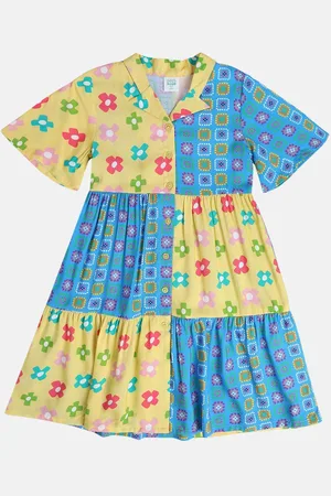 MINI KLUB Girls Floral Printed A-Line Dress