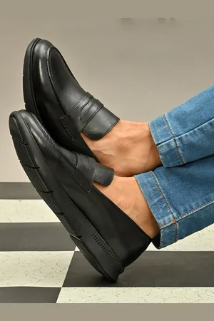 San Frissco Men Black Solid Genuine Leather Formal Slip-On Shoes