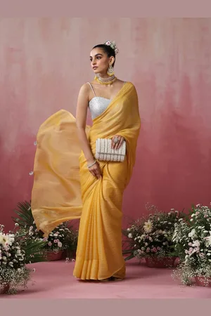 Swtantra Striped Pure Chiffon Saree