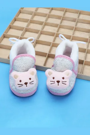 Baby Moo Girls Cotton Slip-On Anti-Skid Plush Warm Booties