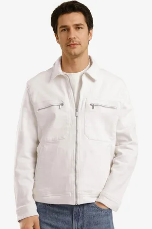 RARE RABBIT Men Spread Collar Solid Cotton Casual Denim Jacket