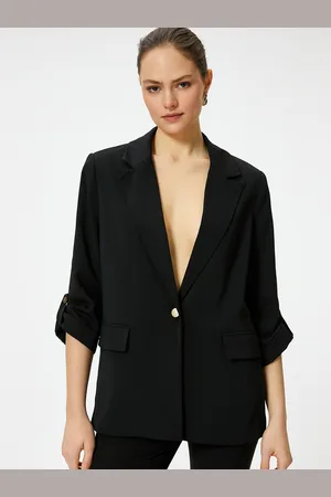 Koton Women Lapel Collar Solid Casual Tailored Jacket