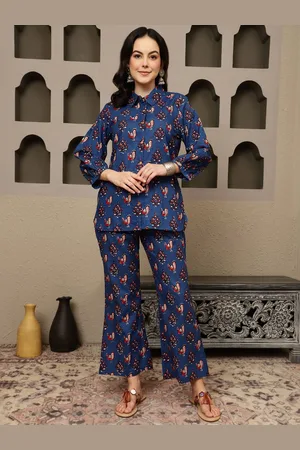 Sangria Printed Pure Cotton Shirt With Trouser