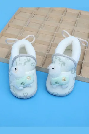 Baby Moo Unisex Kids Self Design Cotton Booties