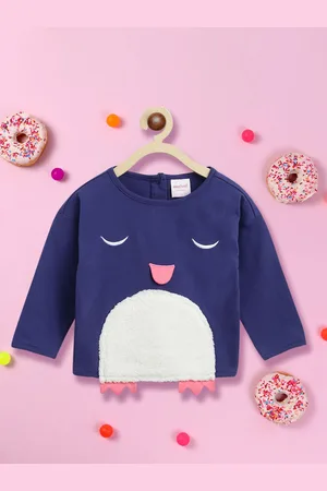 Nauti Nati Girls Colourblocked Round Neck Sweatshirt