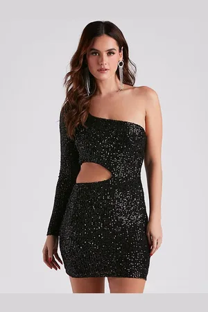 LULU & SKY Women Sequin One-Shoulder Mini Dress